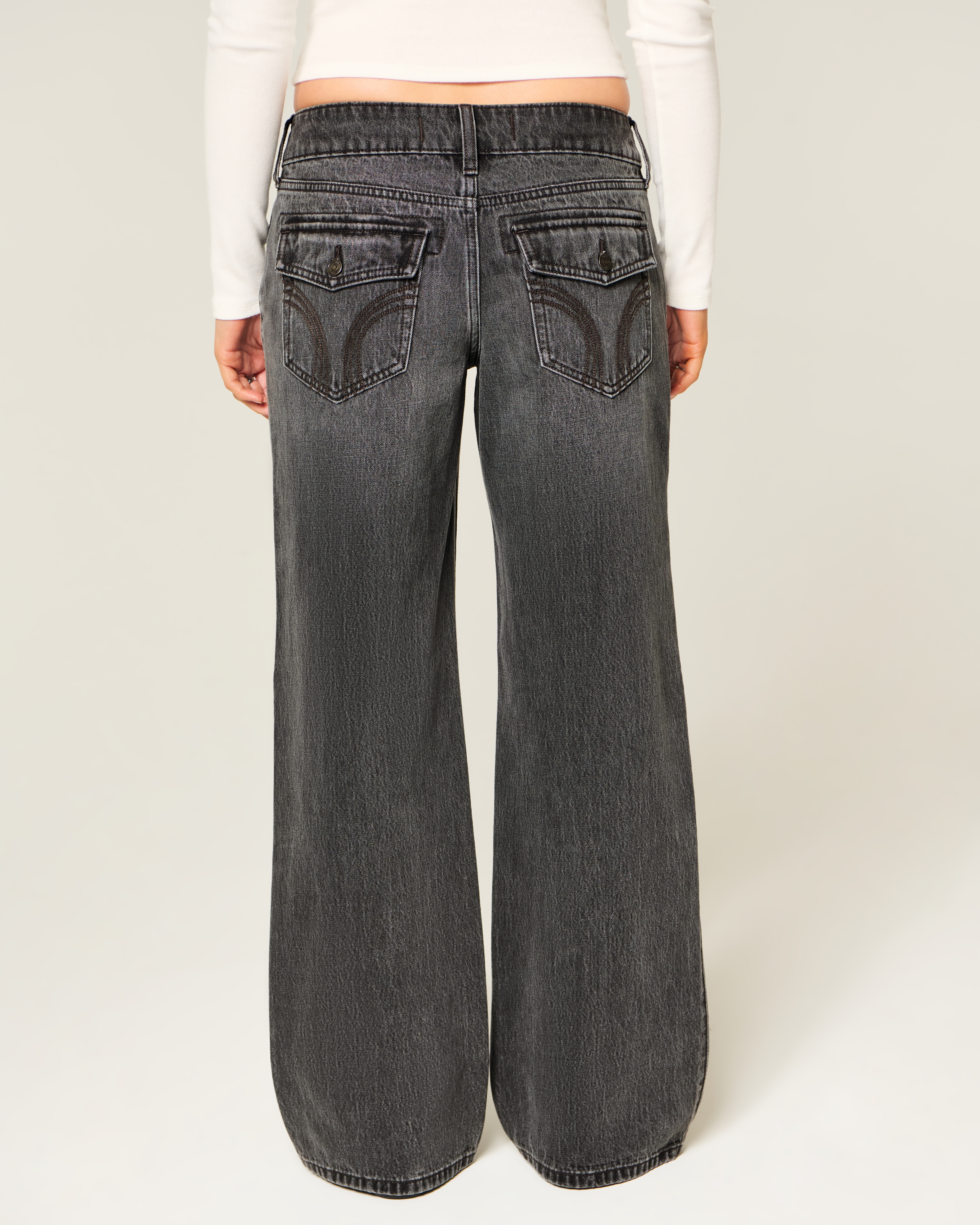 Low-Rise Y2K Washed Black Baggy Jeans