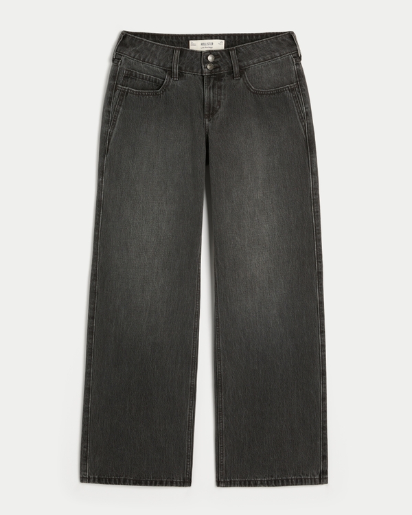 Low-Rise Y2K Washed Black Baggy Jeans