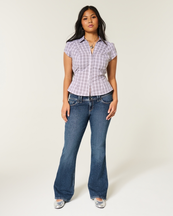 Low-Rise Dark Wash Bootcut Jeans, Dark view 1