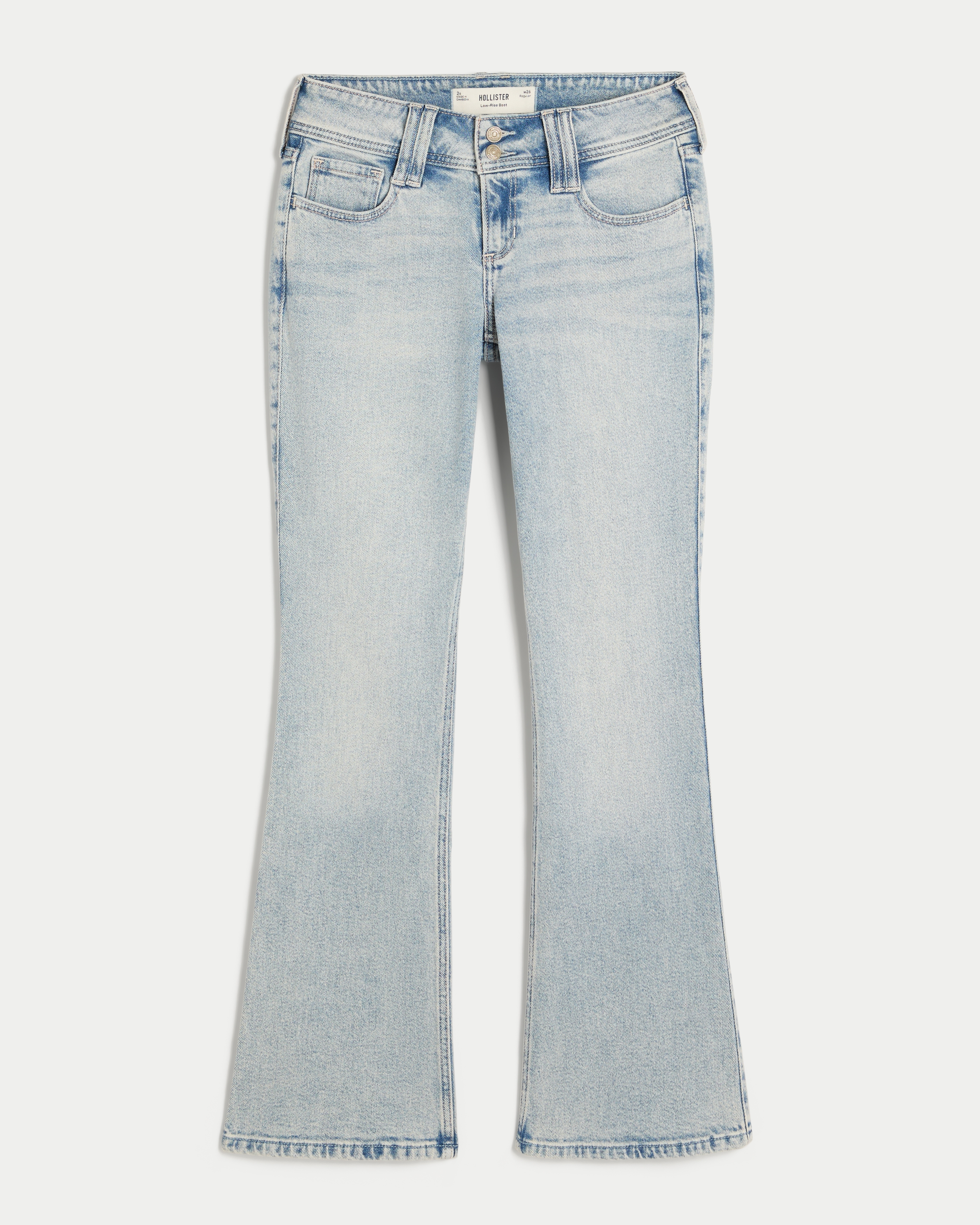 Low-Rise Pink Embroidery Bootcut Jeans