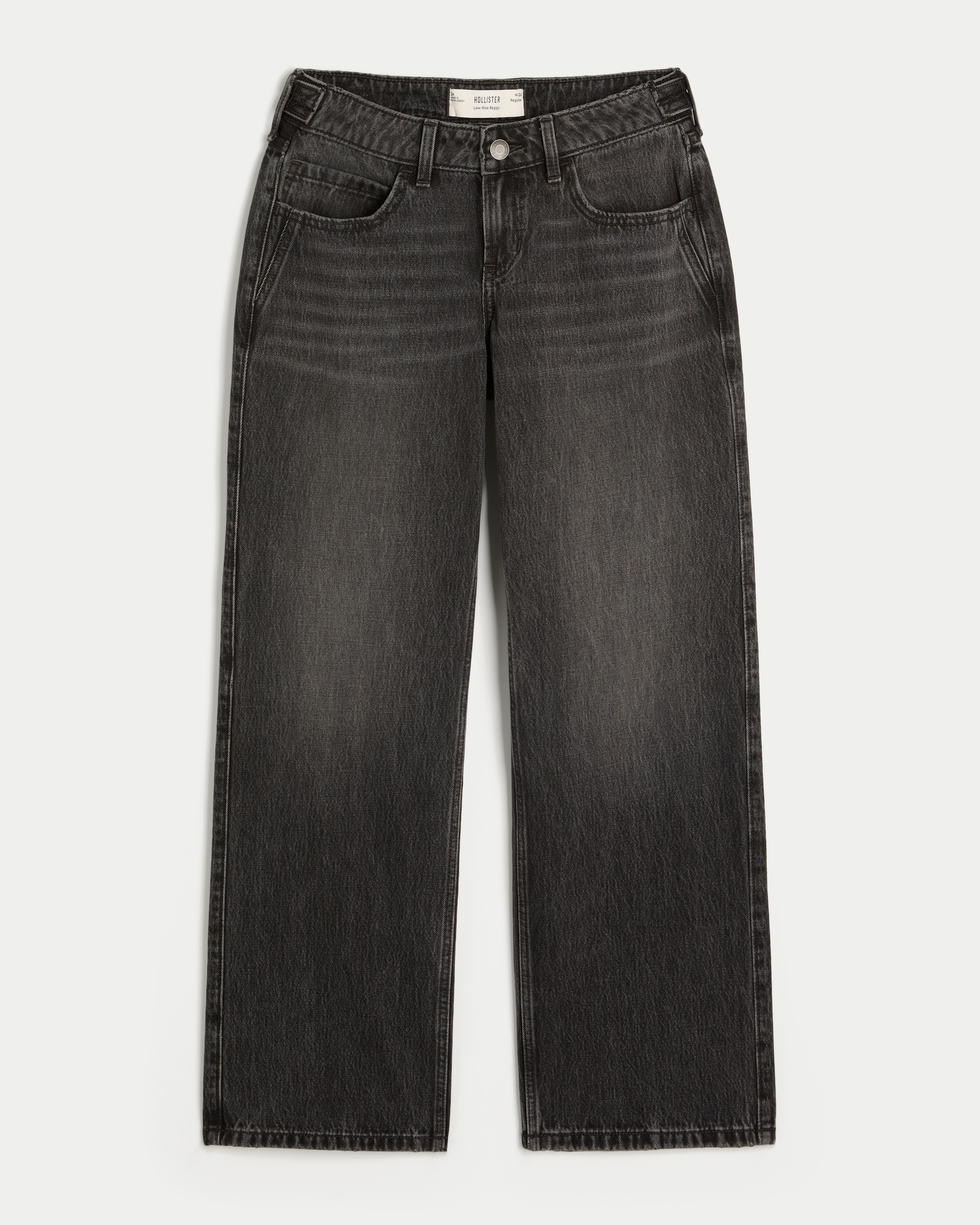 Hollister Andi Adjustable Waist Low-Rise Washed Black Baggy Jeans