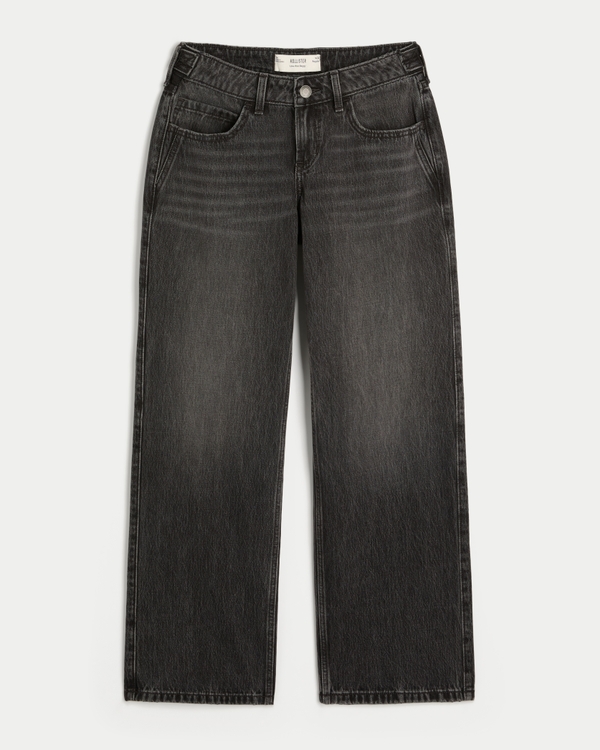 Baggy Jeans in schwarzer Waschung mit anpassbarem Taillenbund