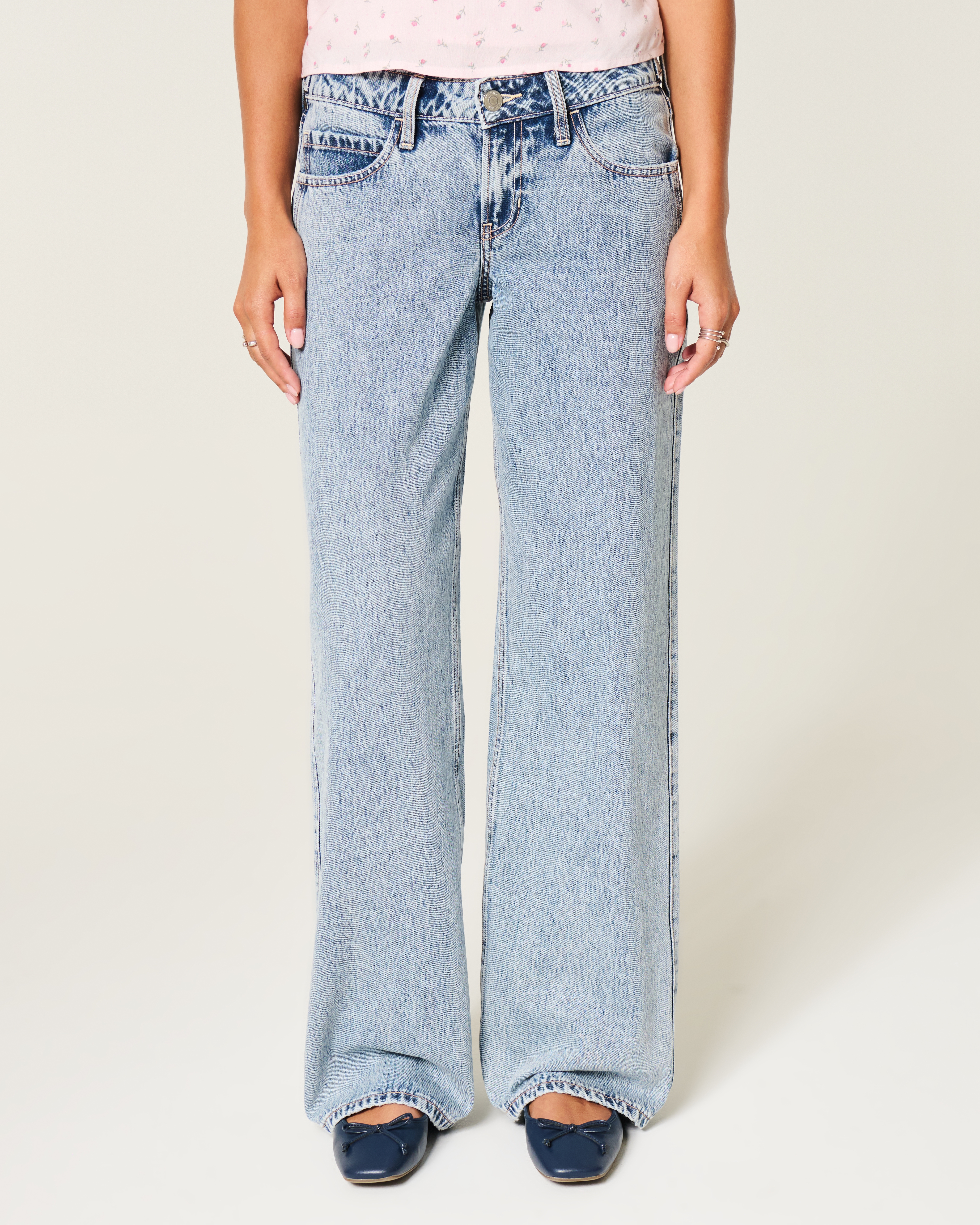 Hollister Andi Adjustable Waist Medium Wash Baggy Jeans