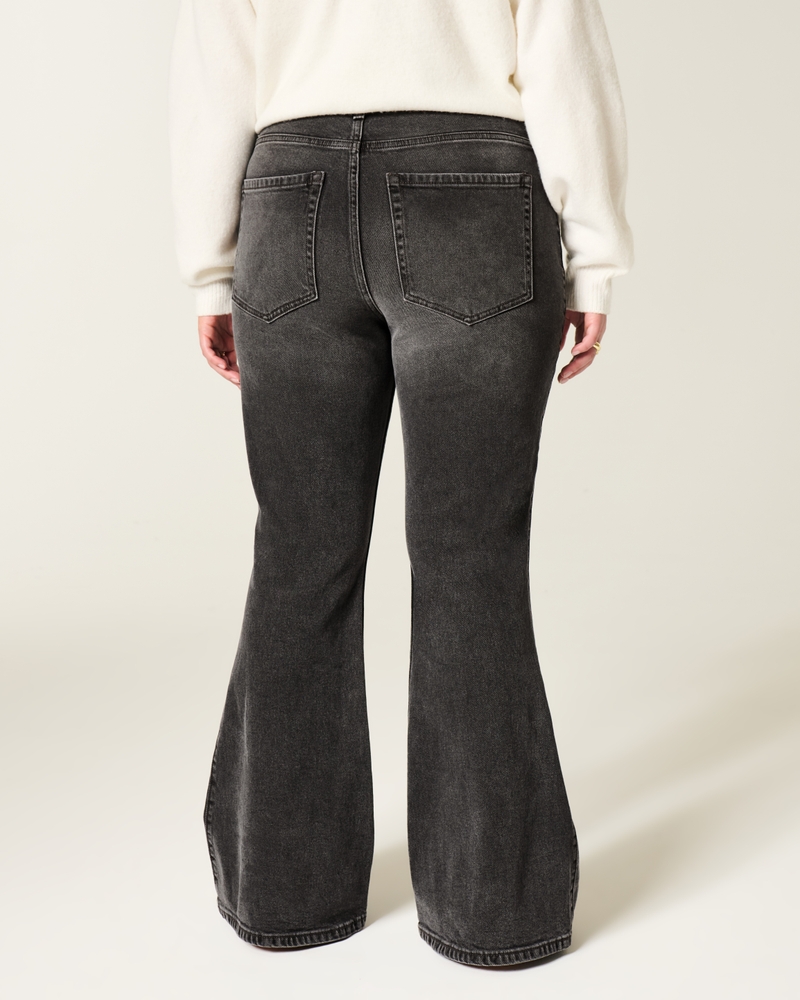 High-Rise Washed Black Flare Jeans
