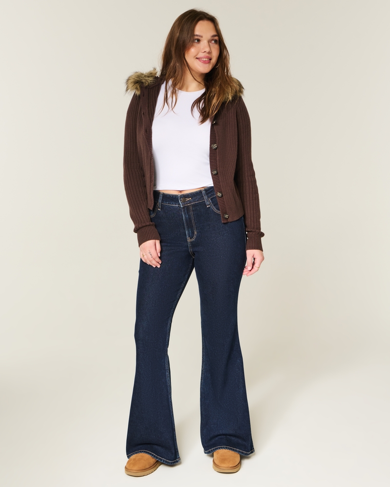 High-Rise Flare Jeans - dark by Hollister
