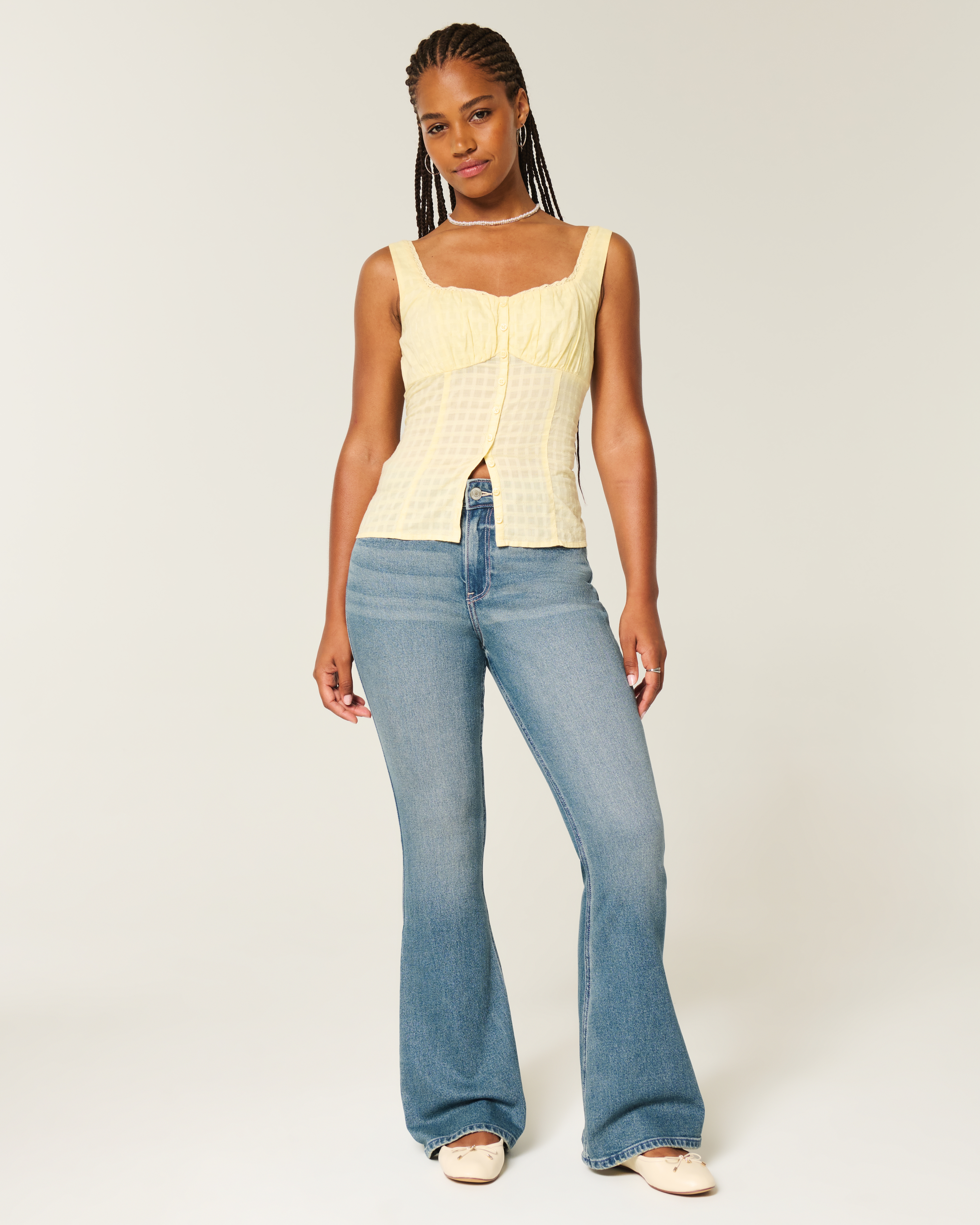 Hollister Curvy High-rise Medium Wash Flare Jeans