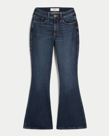 Women's Curvy High-Rise Dark Wash Flare Jeans | Women's Bottoms | HollisterCo.com