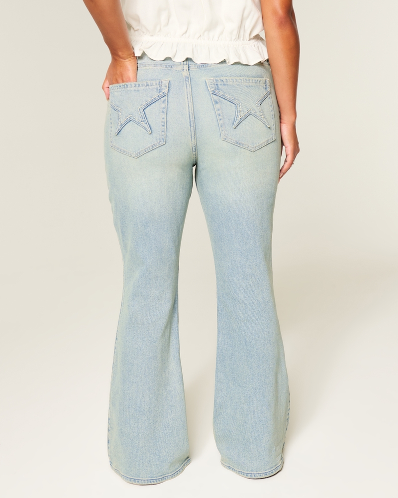 High-Rise Light Wash Star Pocket Flare Jeans