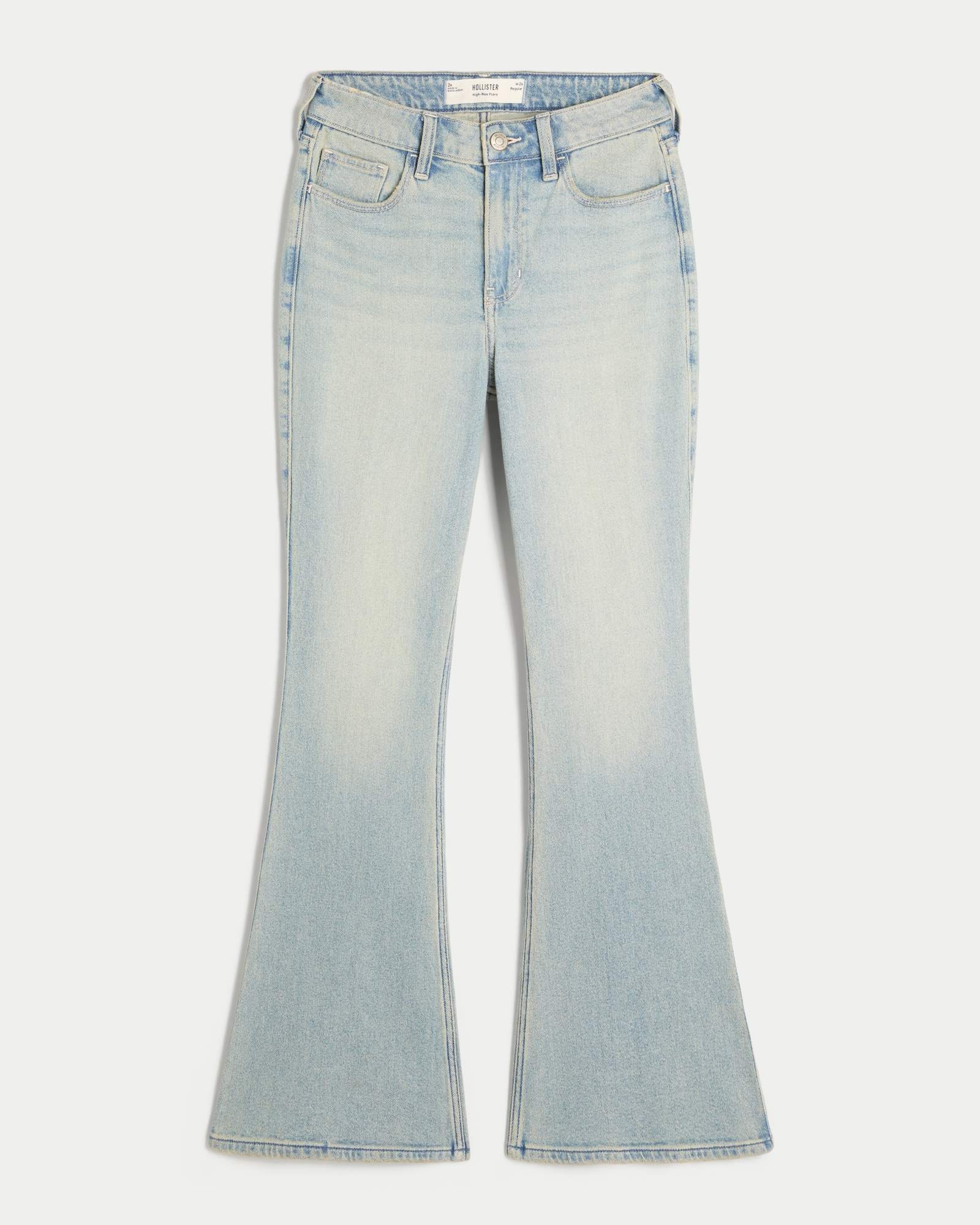 Women's High-Rise Light Wash Heart Embroidered Flare Jeans