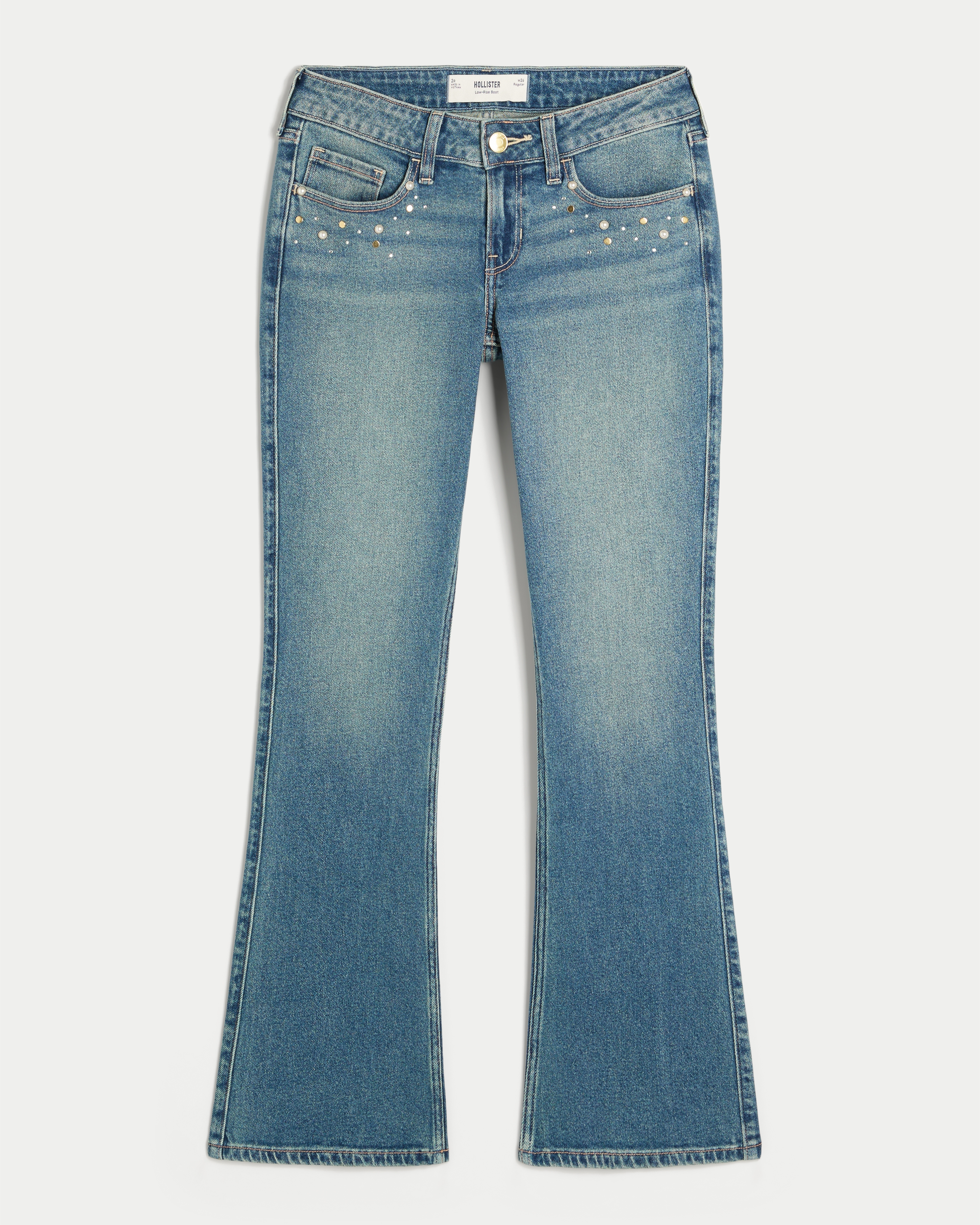 Low-Rise Studded Bootcut Jeans