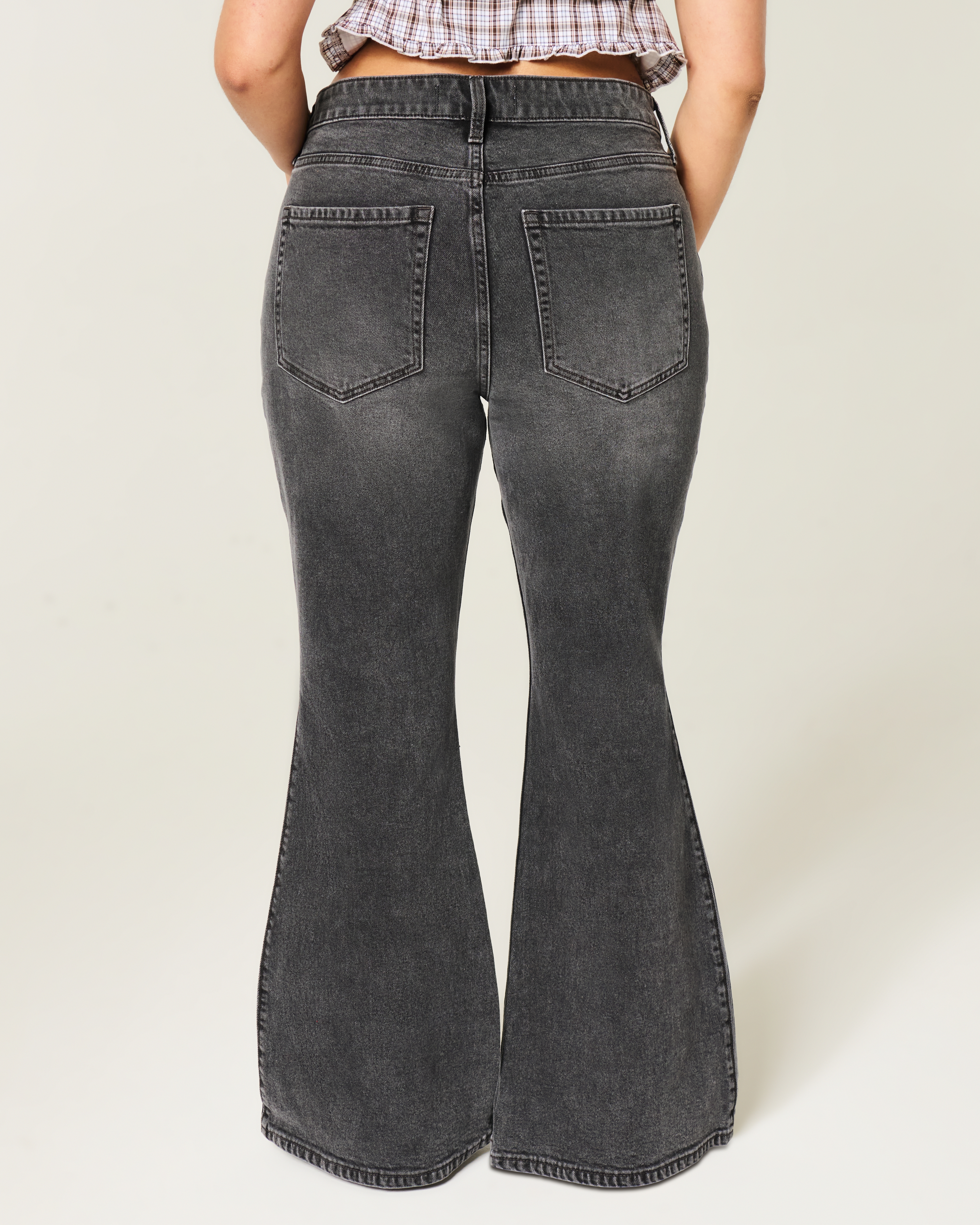 Curvy High-Rise Washed Black Flare Jeans