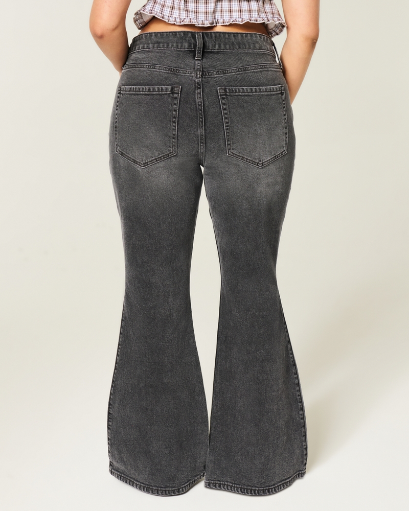 Curvy High-Rise Washed Black Flare Jeans