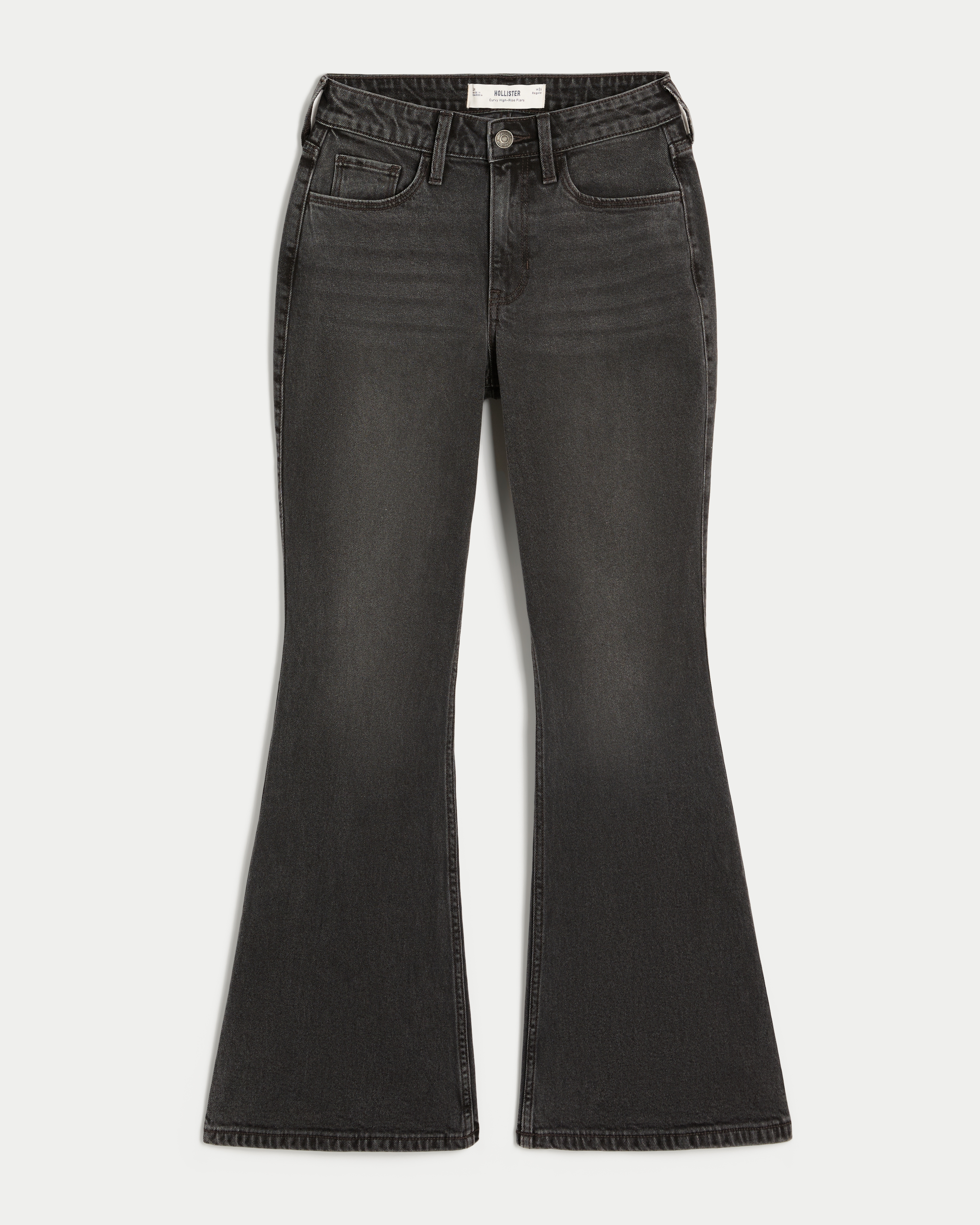 Curvy High-Rise Washed Black Flare Jeans