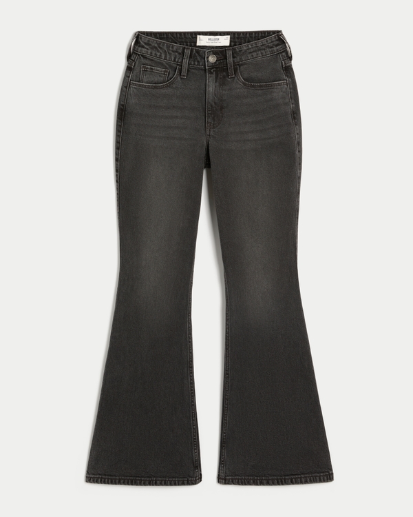 Curvy High-Rise Washed Black Flare Jeans, Washed Black view 1