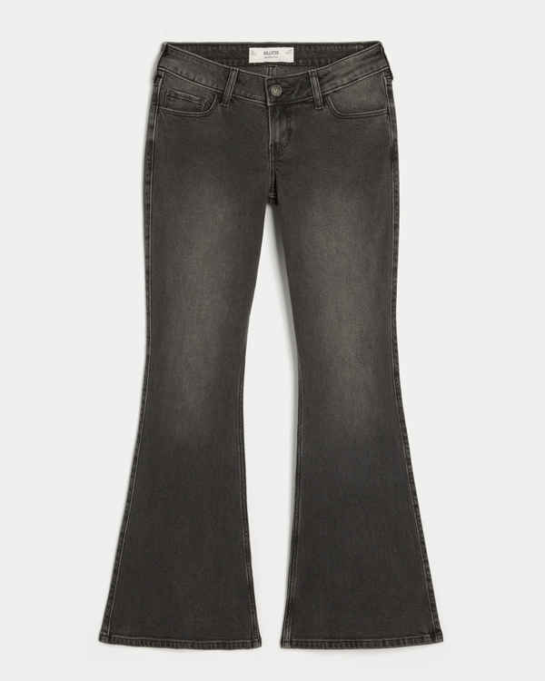 Ultra Low-Rise Washed Black Flare Jeans, Washed Black view 1
