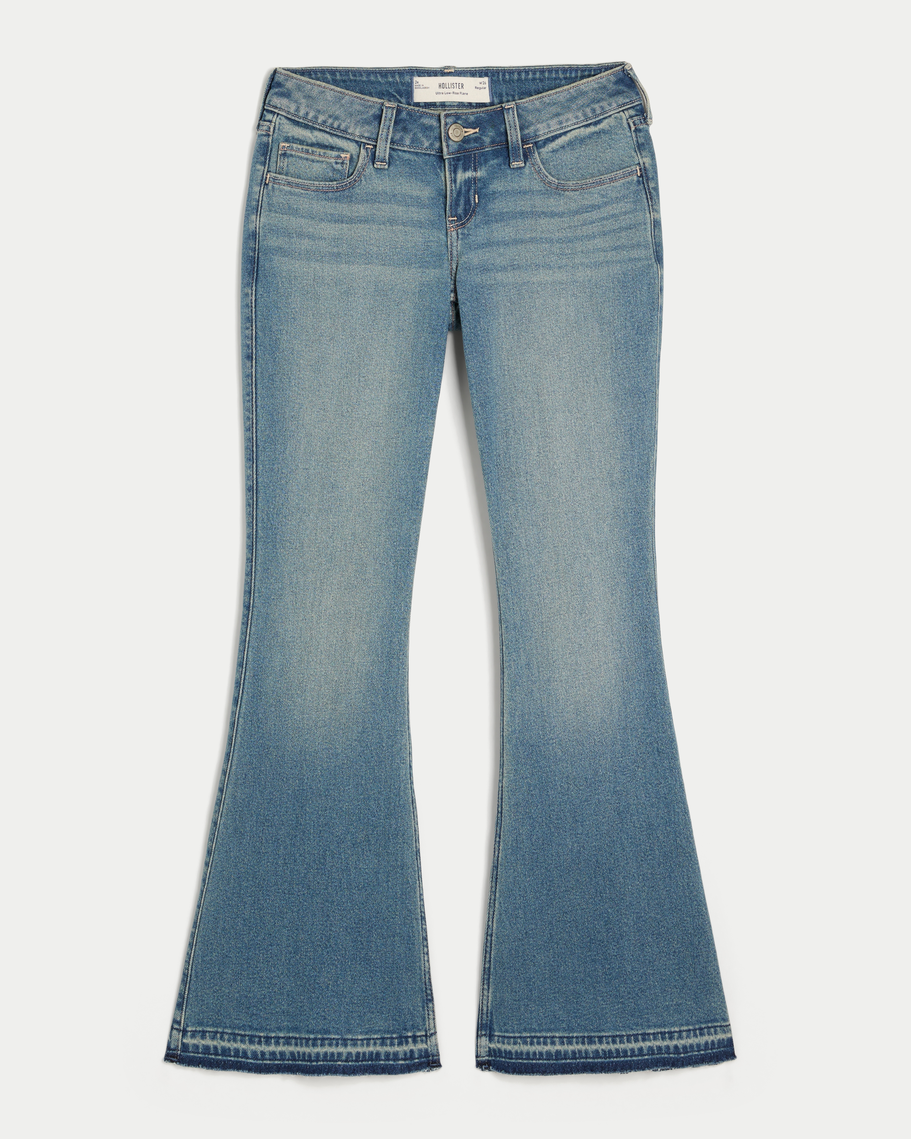 Ultra Low-Rise Medium Wash Flare Jeans