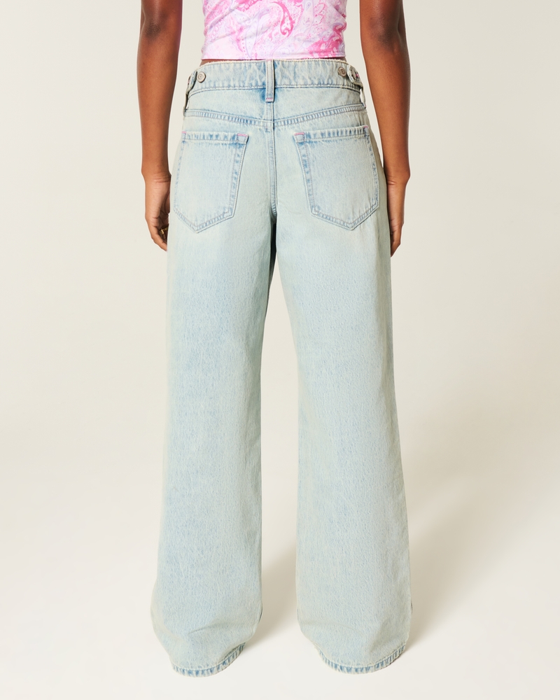 Low-Rise Adjustable Waist Light Wash Baggy Jeans