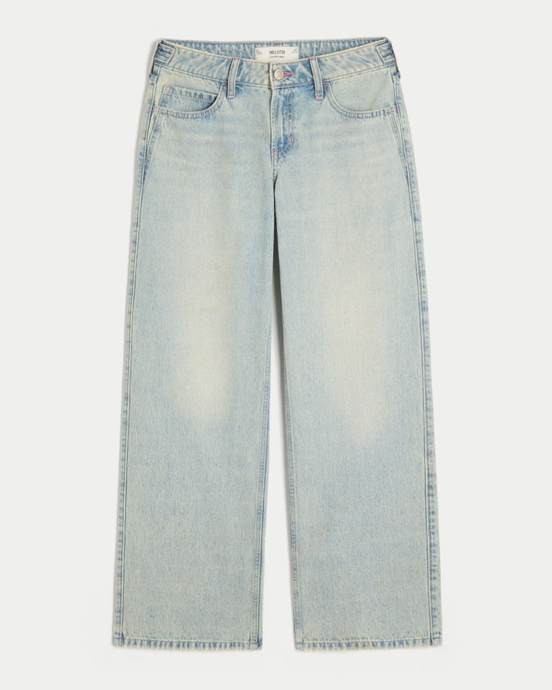 Low-Rise Adjustable Waist Light Wash Baggy Jeans