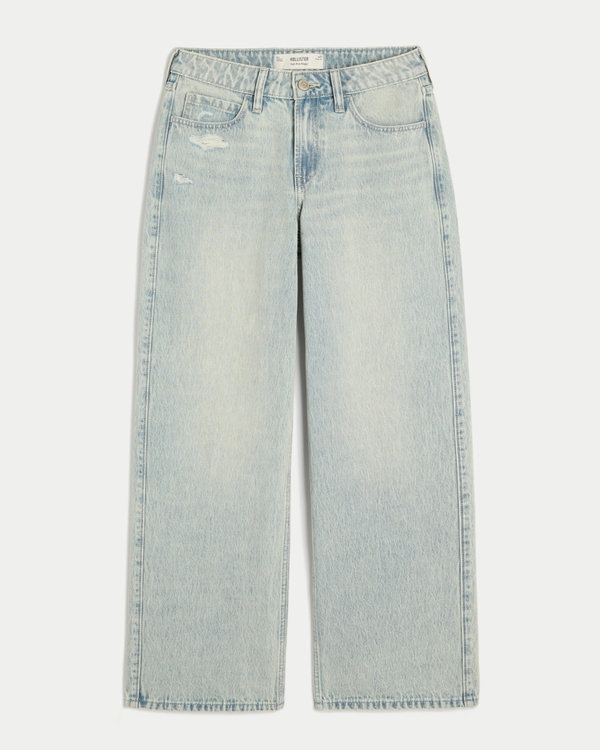 High-Rise Distressed Light Wash Baggy Jeans
