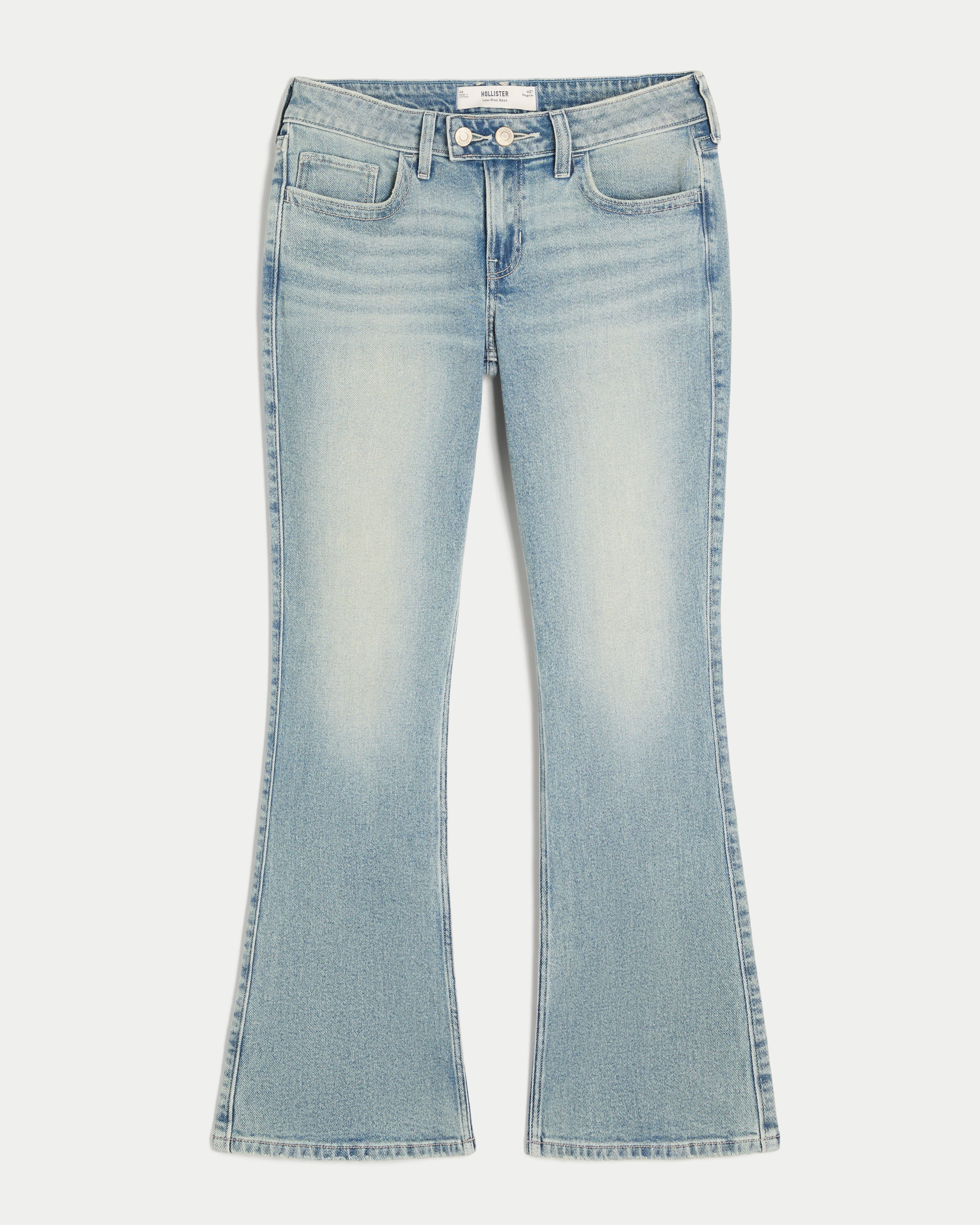 Low-Rise Medium Wash Embroidered Butterfly Boot Jeans