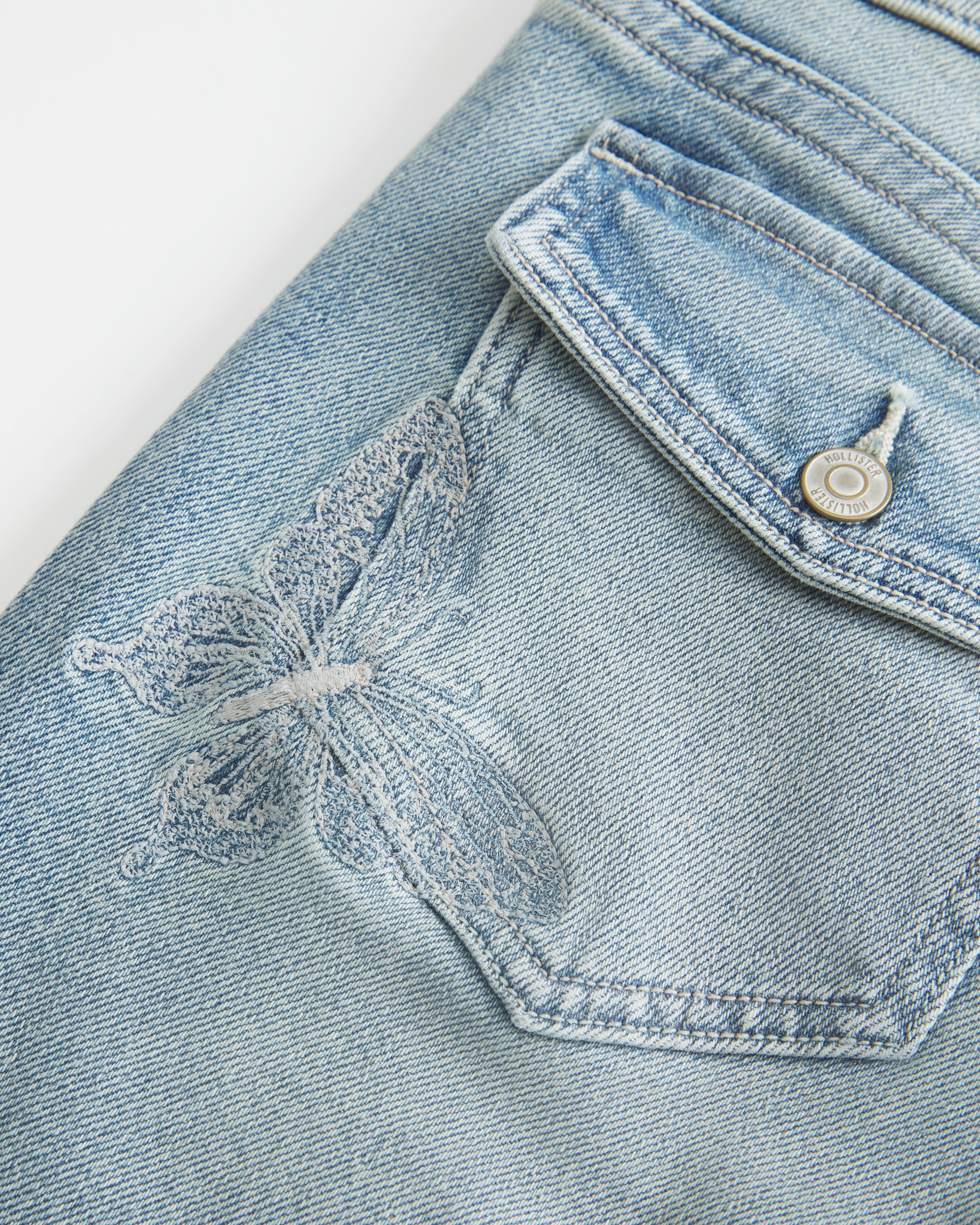 Low-Rise Medium Wash Embroidered Butterfly Bootcut Jeans