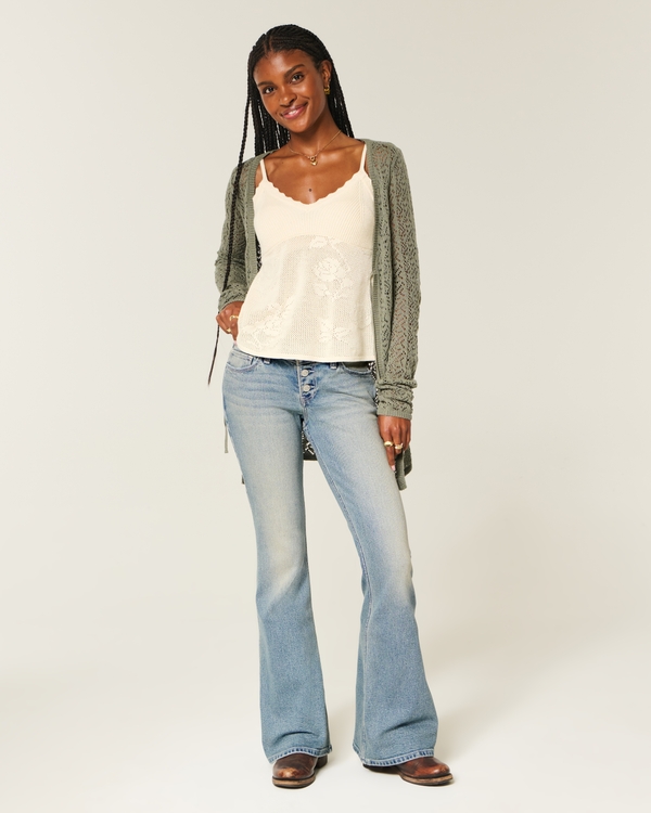 Ultra Low-Rise Medium Wash Flare Jeans, Medium view 1