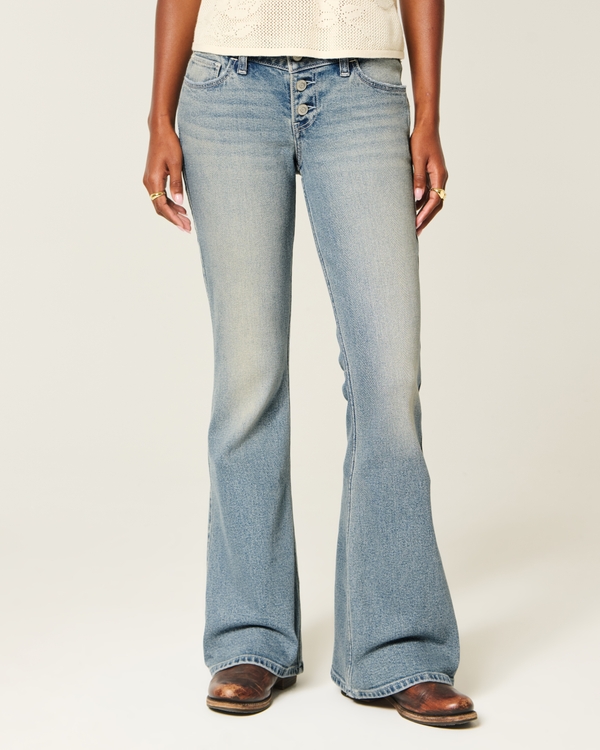 Ultra Low-Rise Medium Wash Flare Jeans, Medium view 2