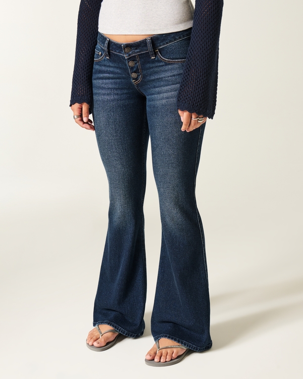 Ultra Low-Rise Dark Wash Flare Jeans, Dark view 2