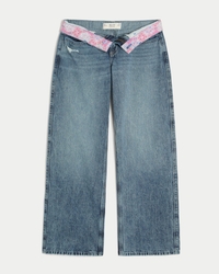 Low-Rise Medium Wash Teardown Pocket Baggy Jeans