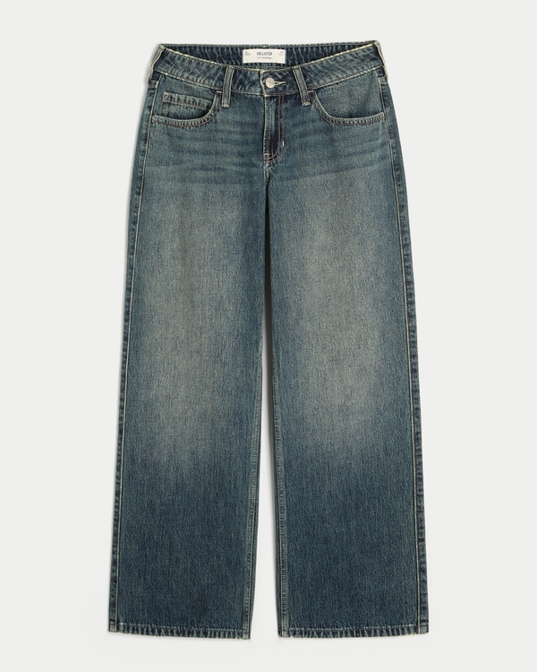 Low-Rise Medium Wash Baggy Jeans, Medium view 1