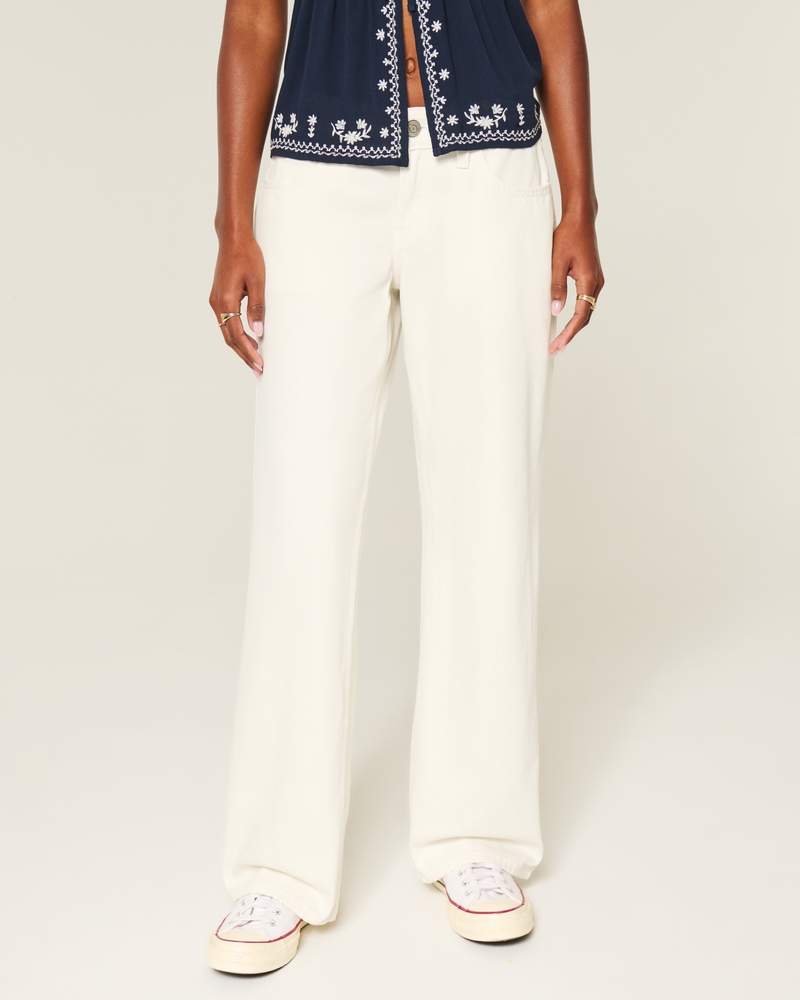 Low-Rise White Baggy Jeans