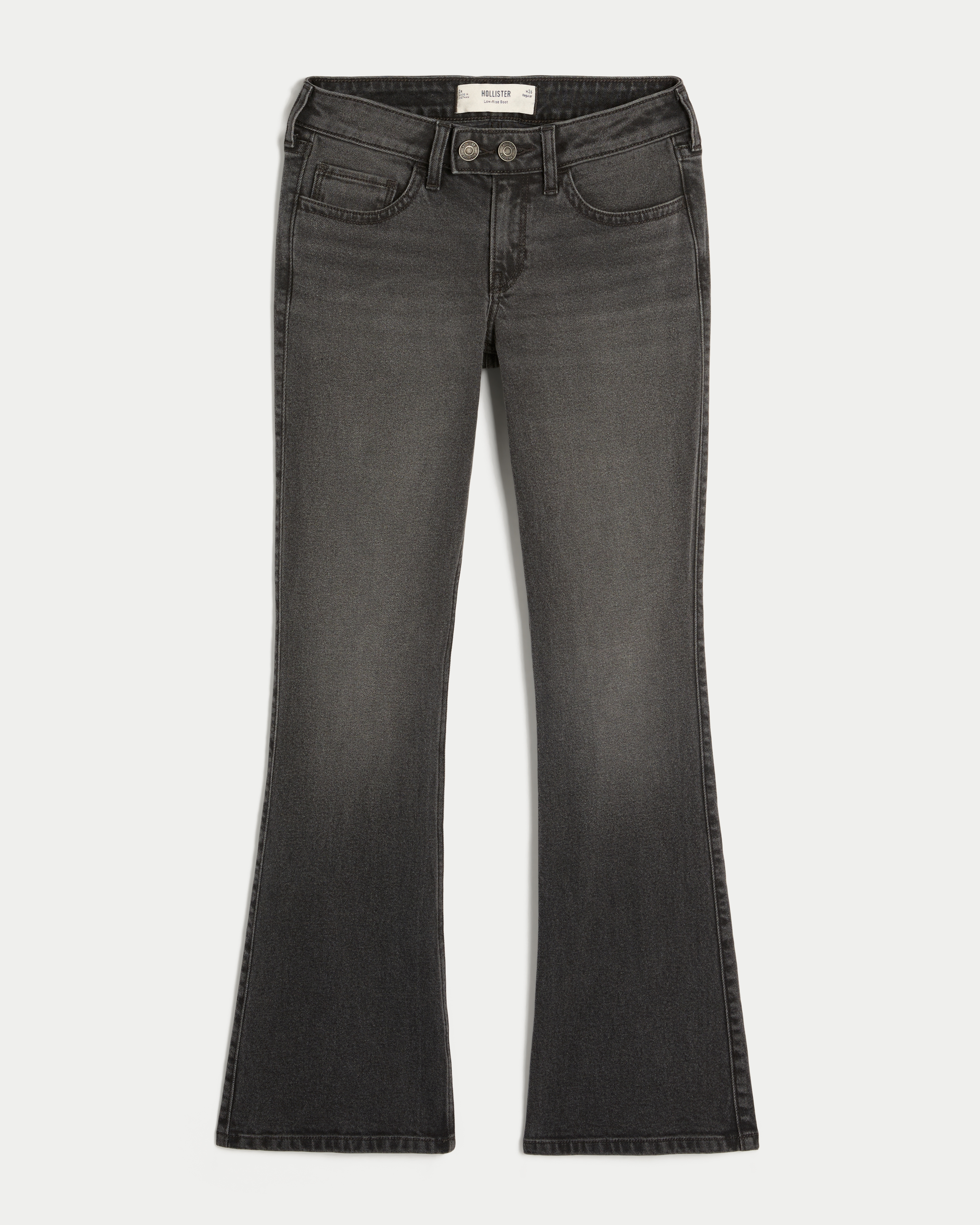 Low-Rise Washed Black Bootcut Jeans