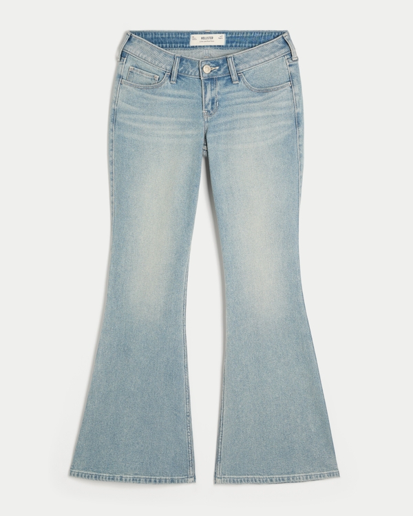 Ultra Low-Rise Light Wash Flare Jeans, Light Medium view 1