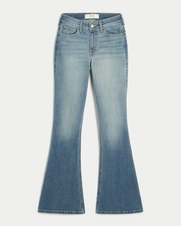 High-Rise Medium Wash Flare Jeans, Medium view 1