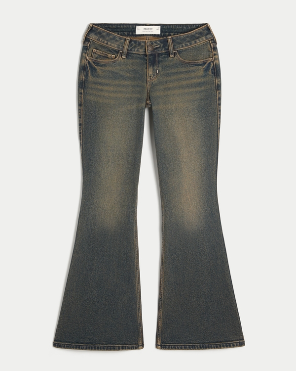 Ultra Low-Rise Dark Wash Flare Jeans, Dark view 1
