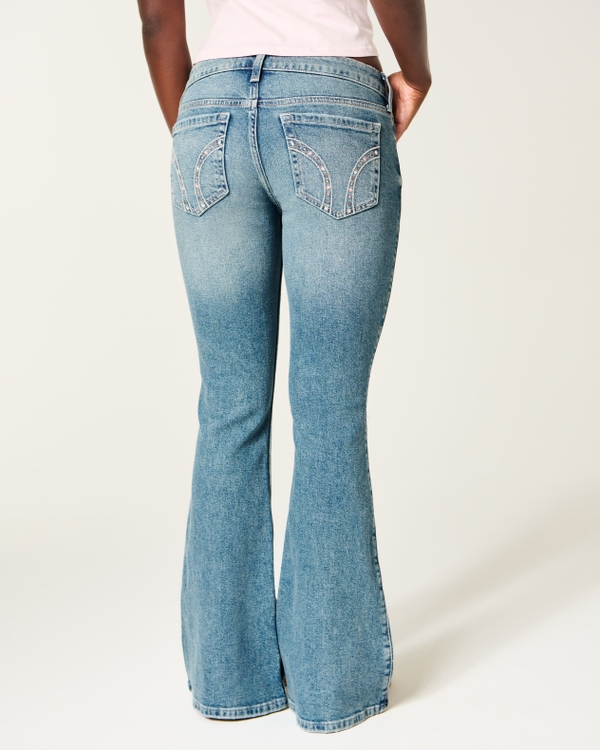 Ultra Low-Rise Medium Wash Flare Jeans
