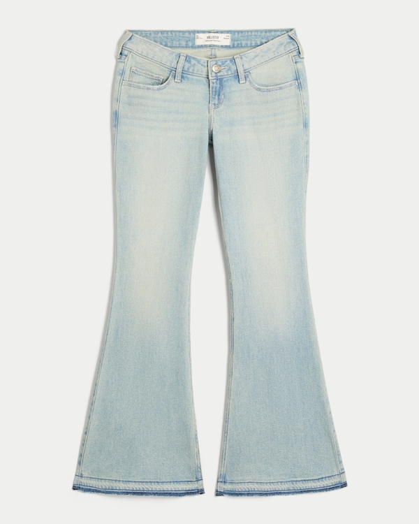 Ultra Low-Rise Light Wash Let-Down Hem Flare Jeans