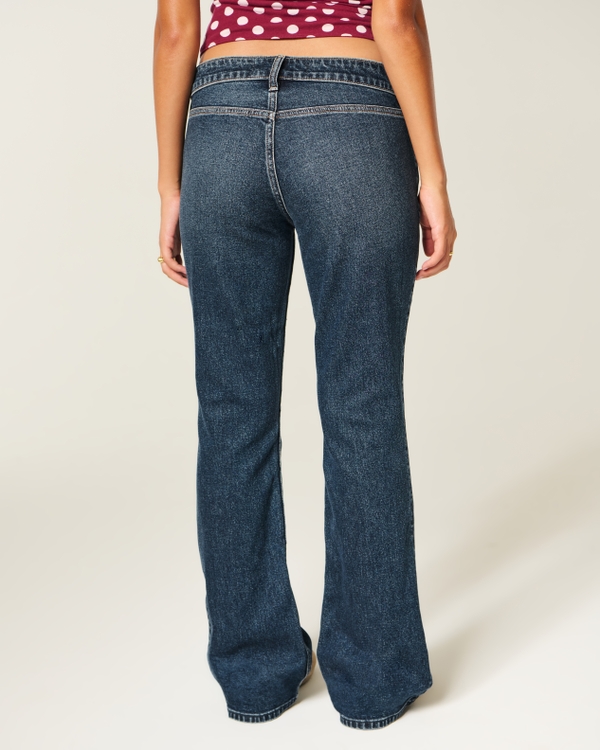 Low-Rise Dark Wash Belted Bootcut Jeans
