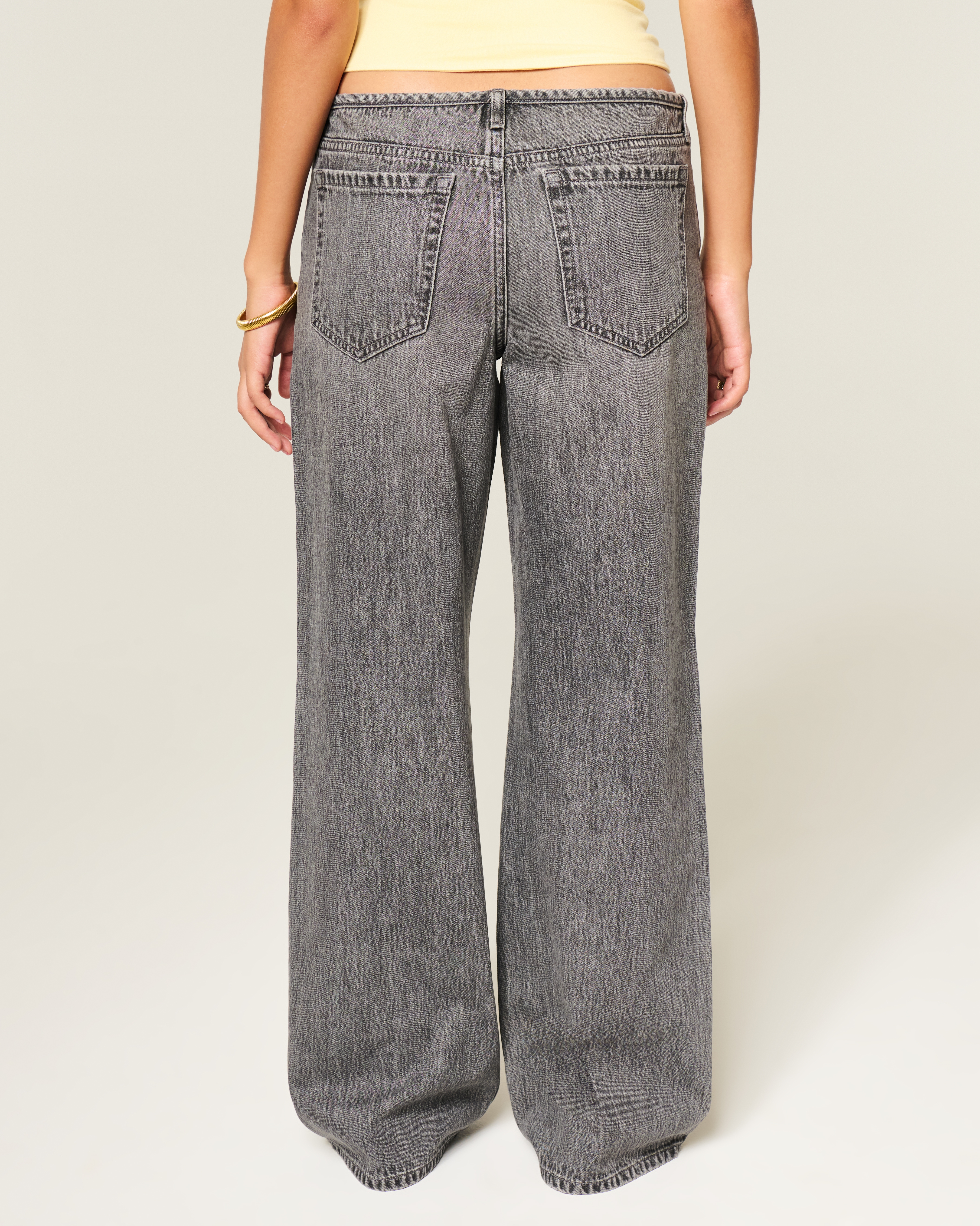 Ultra Low-Rise Mini Waistband Grey Baggy Jeans