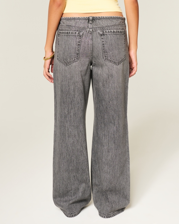 Ultra Low-Rise Washed Grey Baggy Jeans