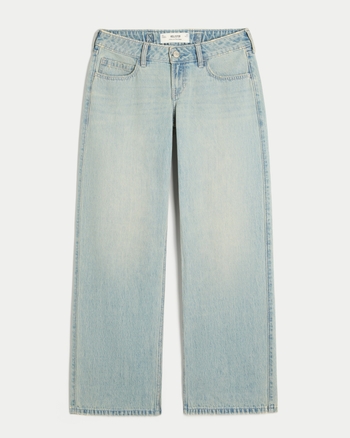 Women's Ultra Low-Rise Light Wash Buckle Back Baggy Jeans | Women's Bottoms | HollisterCo.ca