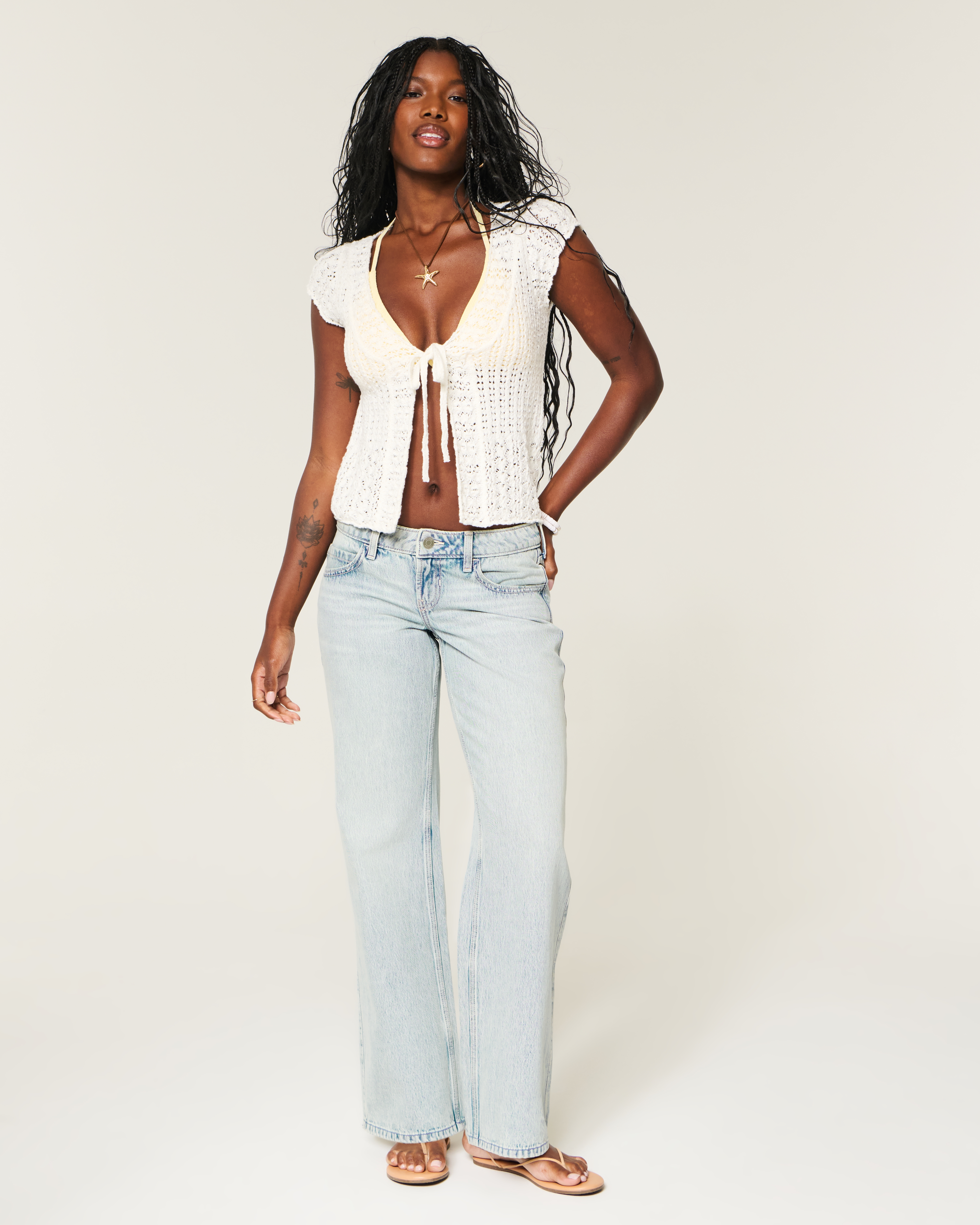 Ultra Low-Rise Light Wash Baggy Jeans