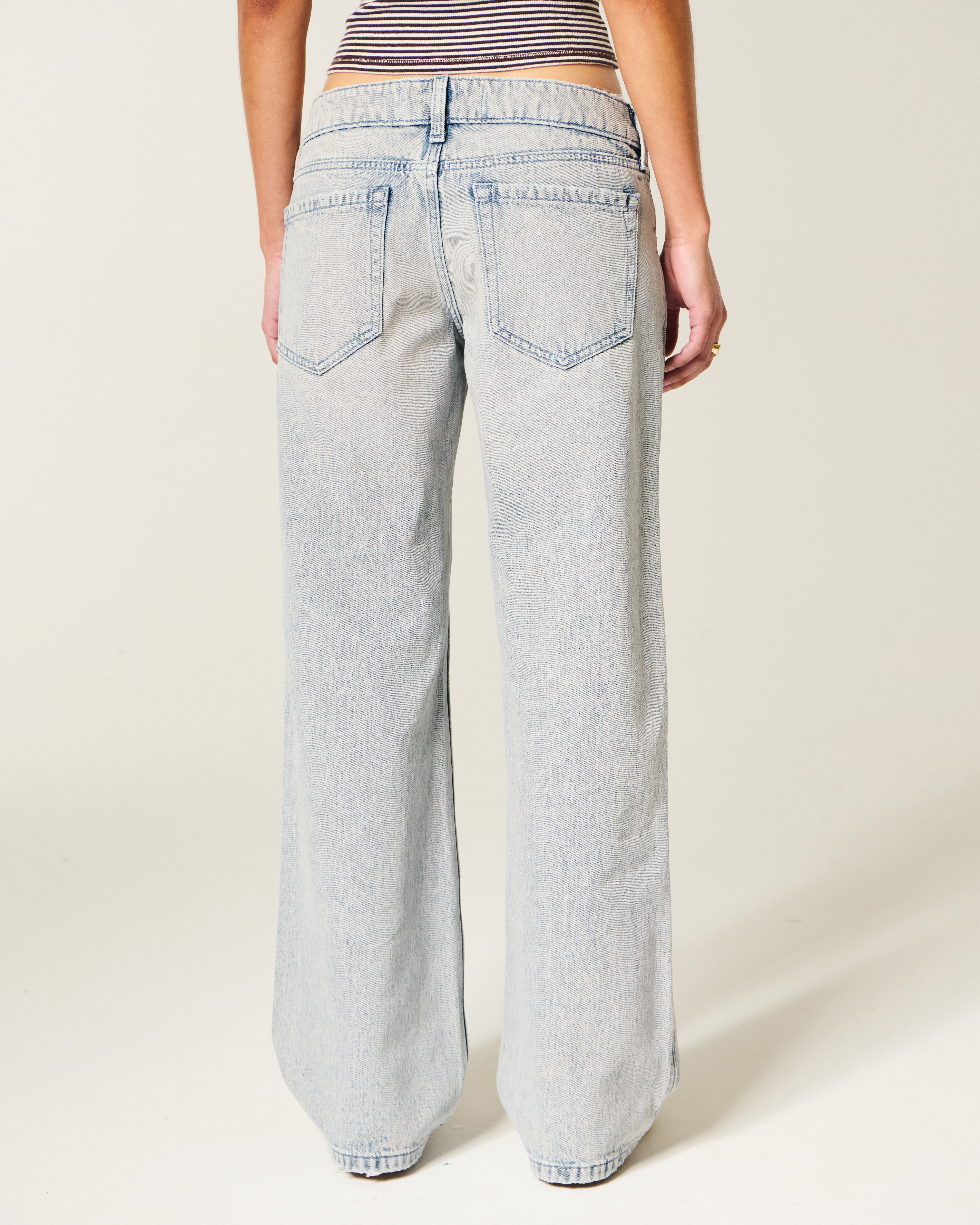 Ultra Low-Rise Light Wash Baggy Jeans