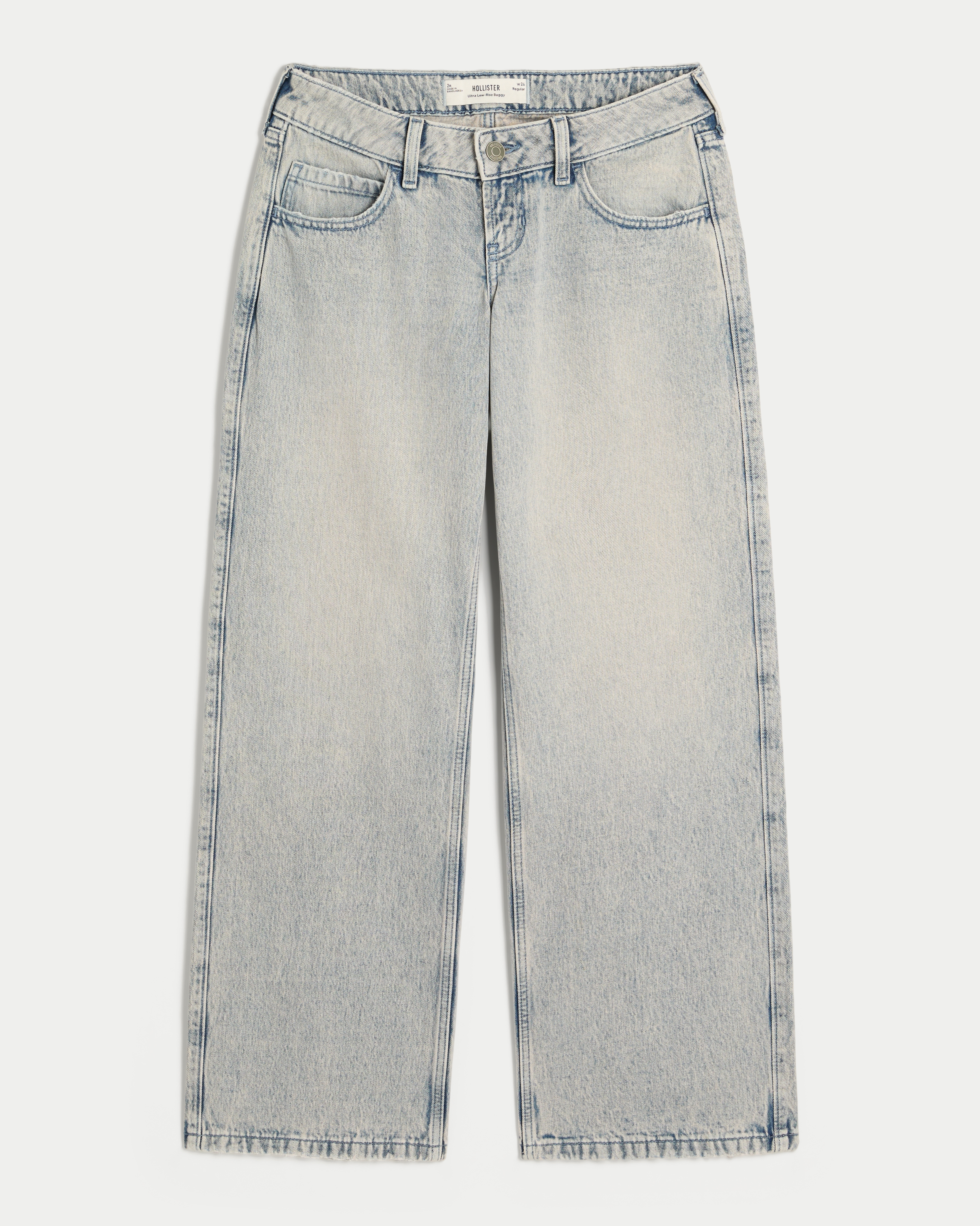 Ultra Low-Rise Light Wash Baggy Jeans