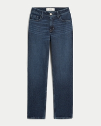 High-Rise Dark Wash Straight Jeans