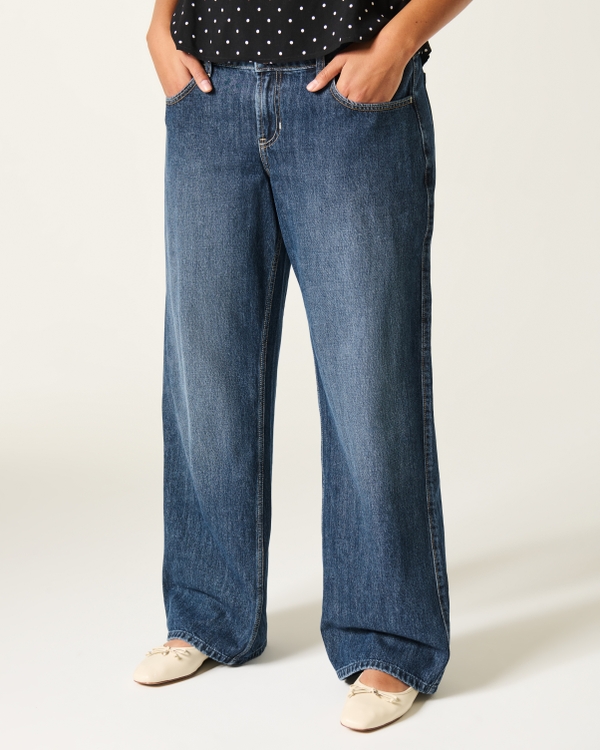 Low-Rise Dark Wash Baggy Jeans, Dark view 2
