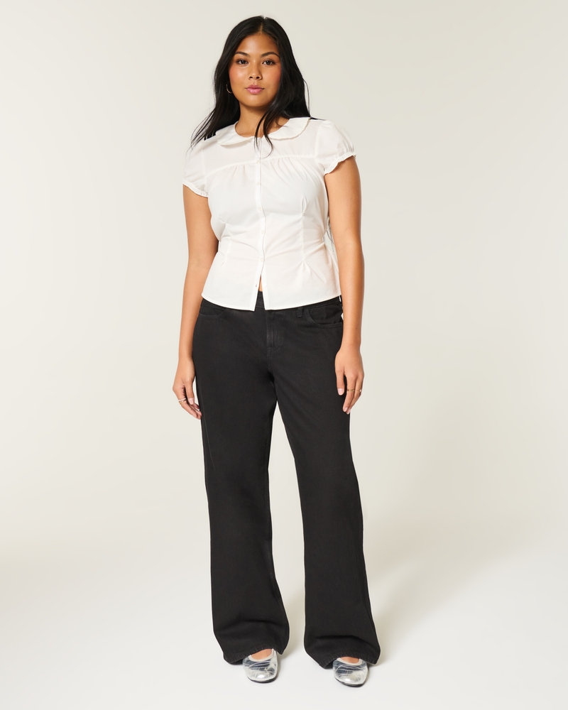 Low-Rise Baggy Jeans - black by Hollister