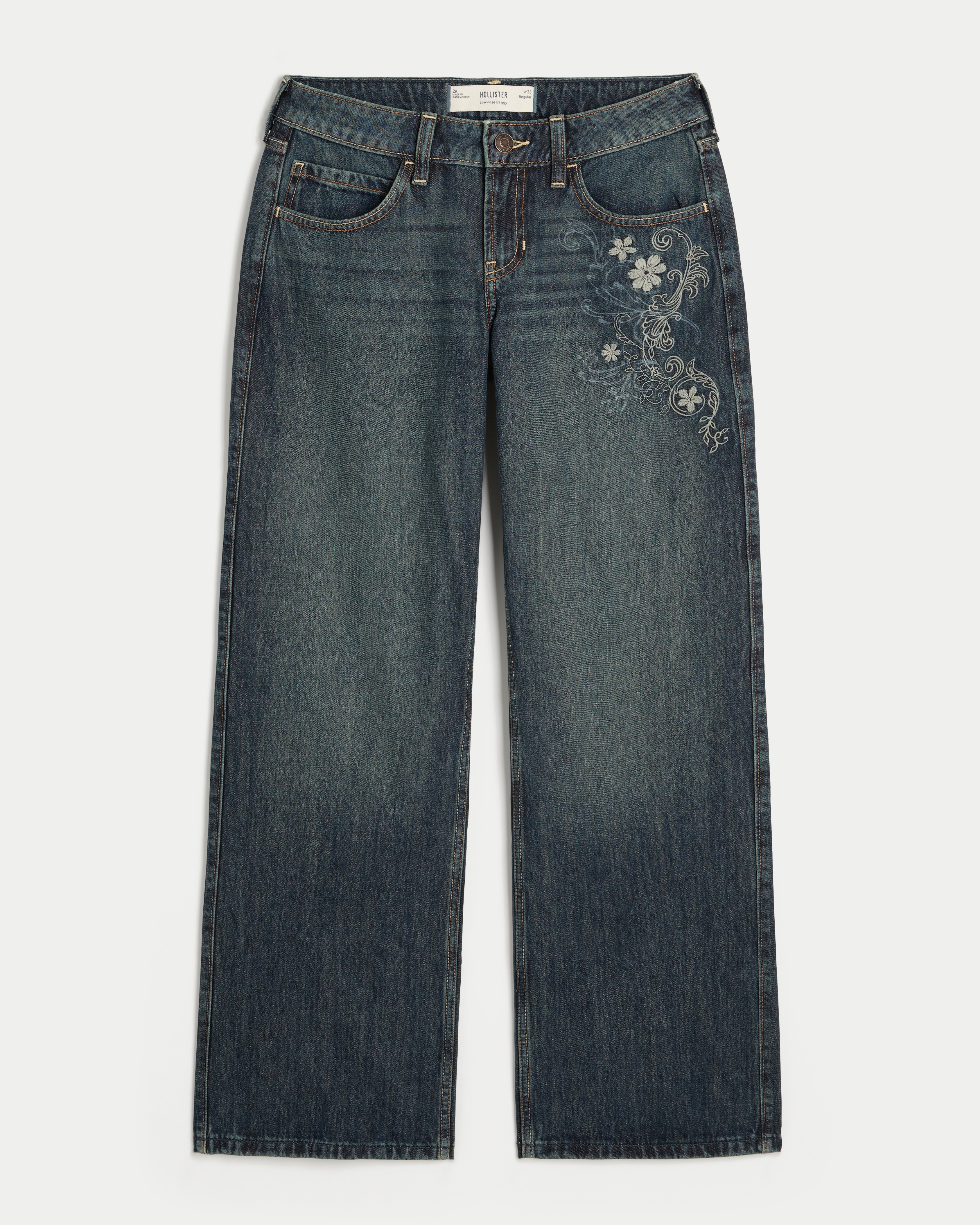 Low-Rise Distressed Baggy Jeans