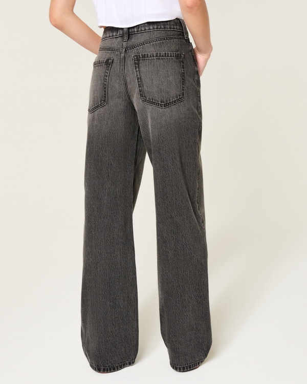High-Rise Washed Black Baggy Jeans