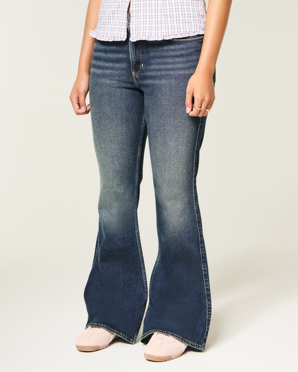 High-Rise Dark Wash Flare Jeans, Dark Denim view 2